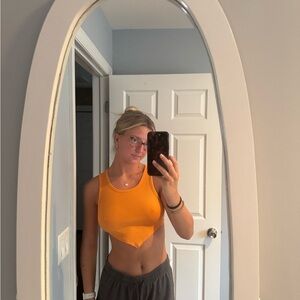 Orange Ribbed Crop Top